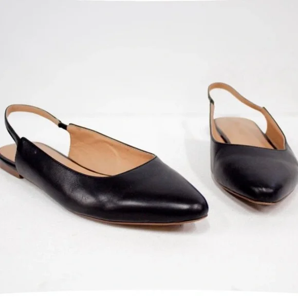 Madewell | Women’s black leather Margot slingback classic pointed toe flats sz 8 - Picture 15 of 16